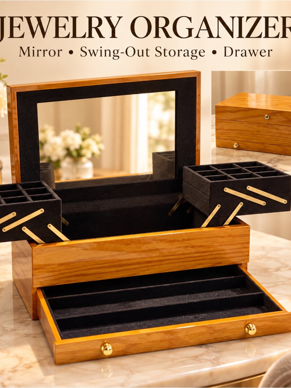 Large Jewelry Box with Mirror